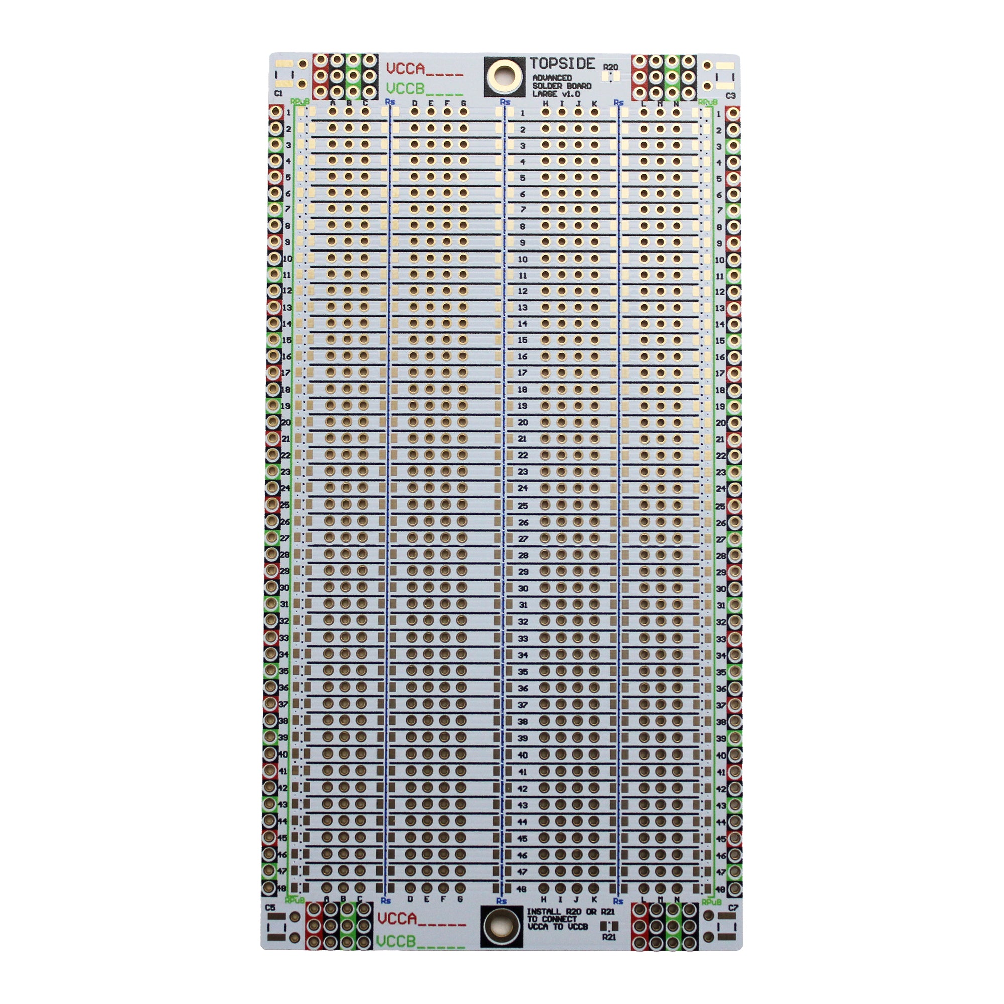 Advanced Solderable Breadboard, 48 Rows, Hybrid Perfboard Includes Integrated 0805/0603 SMD  Pullup/Pulldown/Series Passive Pads - 4 Layer Protoboard with Ground and Power Planes , Size: Large, 2 Pieces