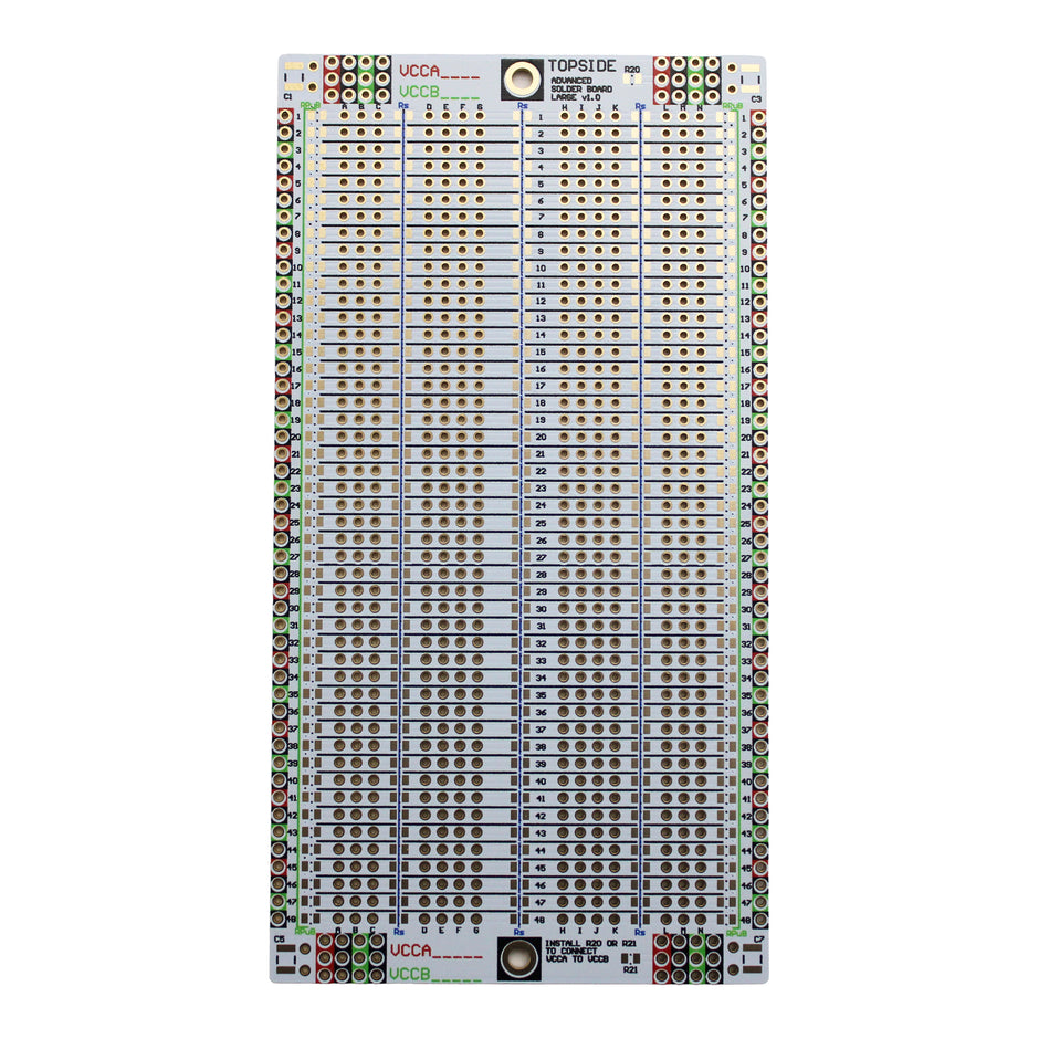Advanced Solderable Breadboard, 48 Rows, Hybrid Perfboard Includes Integrated 0805/0603 SMD  Pullup/Pulldown/Series Passive Pads - 4 Layer Protoboard with Ground and Power Planes , Size: Large, 2 Pieces
