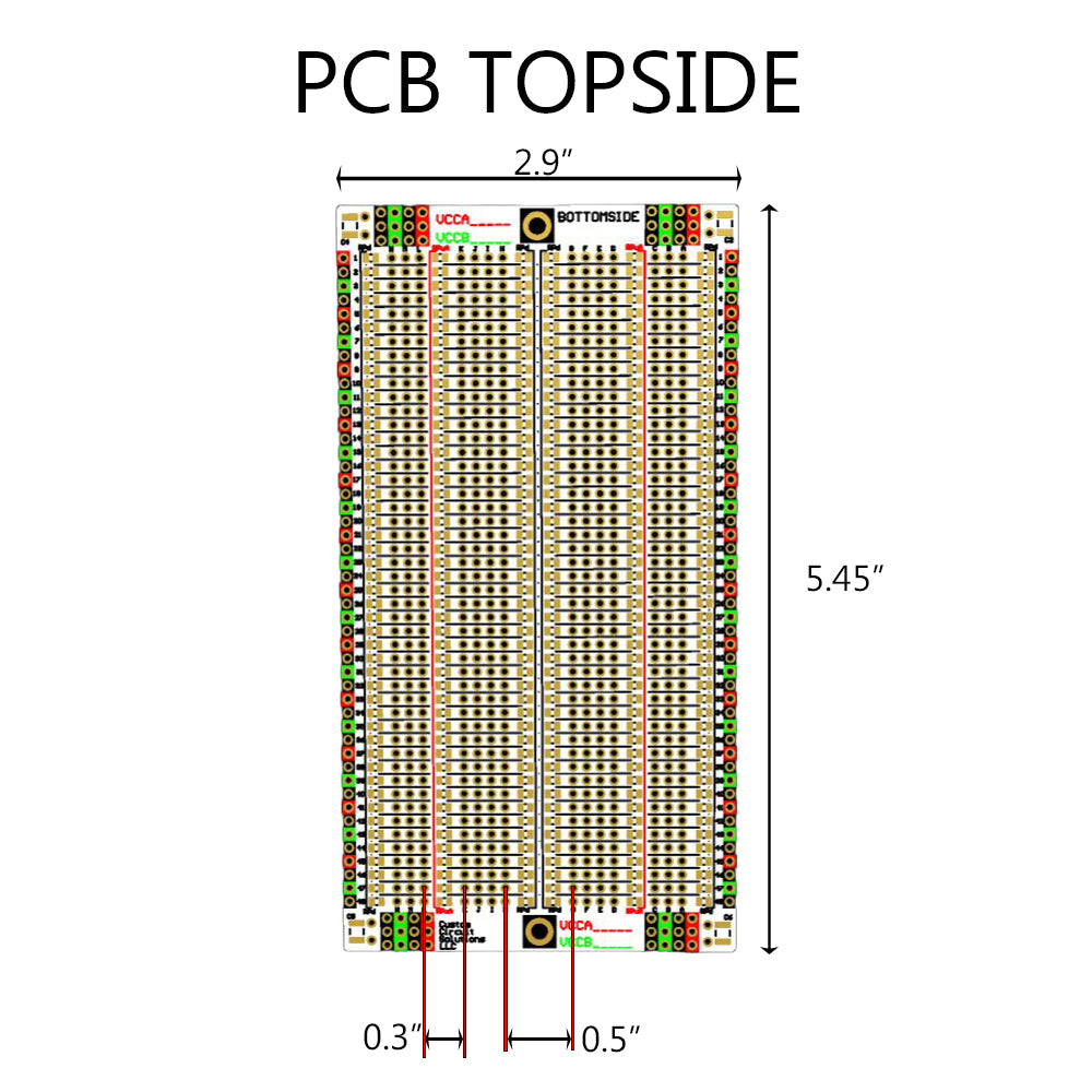 Advanced Solderable Breadboard, 48 Rows, Hybrid Perfboard Includes Integrated 0805/0603 SMD  Pullup/Pulldown/Series Passive Pads - 4 Layer Protoboard with Ground and Power Planes , Size: Large, 2 Pieces