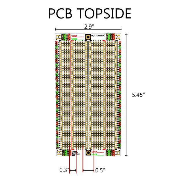 Advanced Solderable Breadboard, 48 Rows, Hybrid Perfboard Includes Integrated 0805/0603 SMD  Pullup/Pulldown/Series Passive Pads - 4 Layer Protoboard with Ground and Power Planes , Size: Large, 2 Pieces