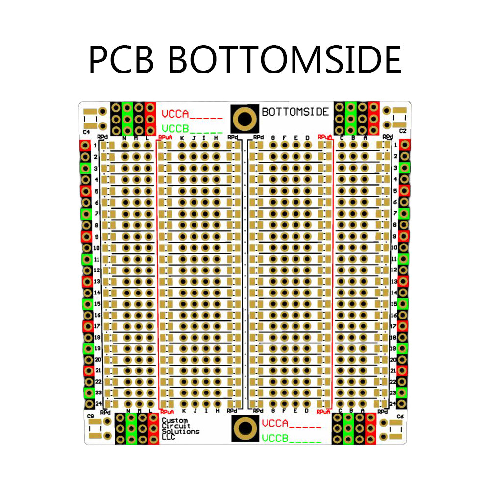 Advanced Solderable Breadboard, 24 Rows, Hybrid Perfboard Includes Integrated 0805/0603 SMD  Pullup/Pulldown/Series Passive Pads - 4 Layer Protoboard with Ground and Power Planes , Size: Medium, 3 Pieces