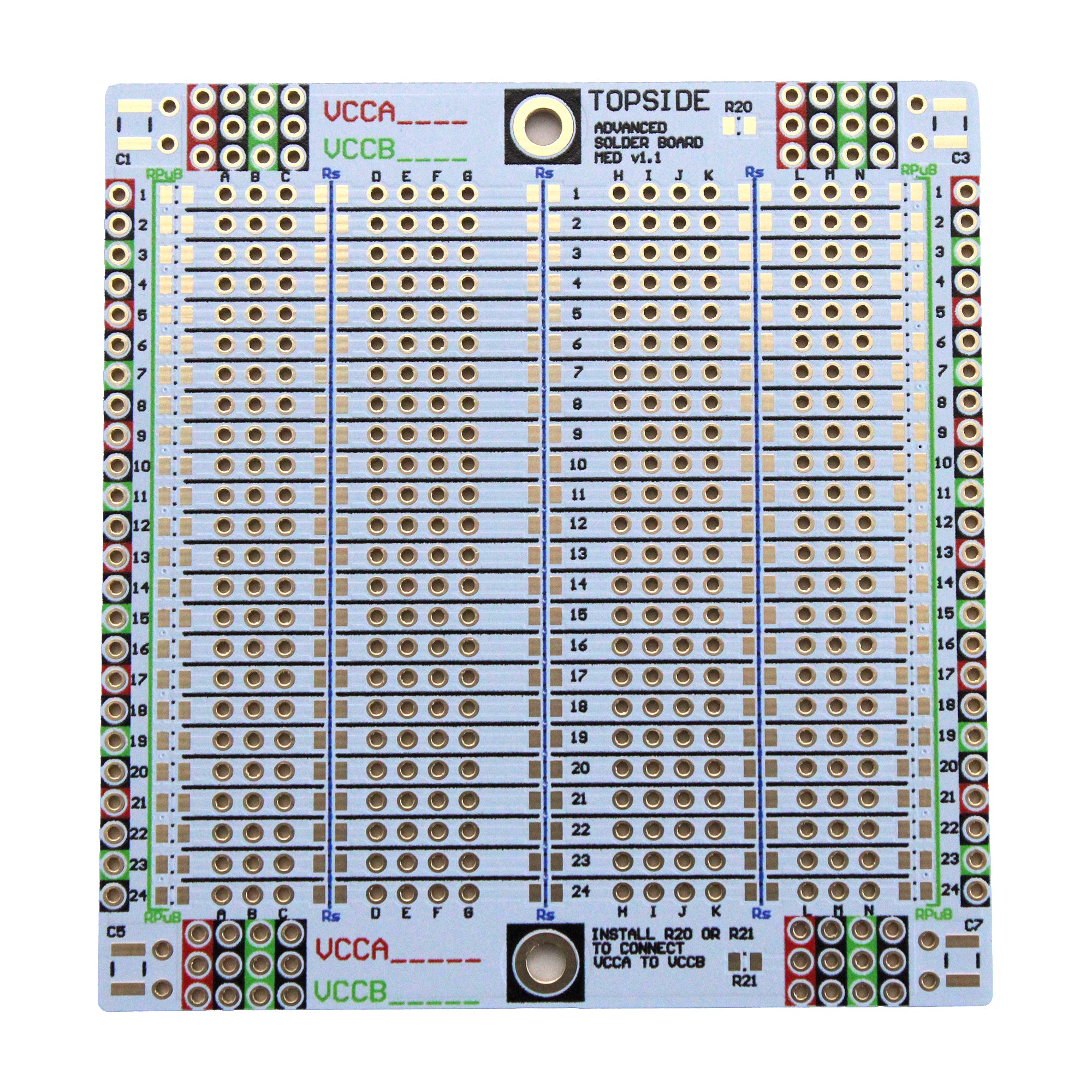 Advanced Solderable Breadboard, 24 Rows, Hybrid Perfboard Includes Integrated 0805/0603 SMD  Pullup/Pulldown/Series Passive Pads - 4 Layer Protoboard with Ground and Power Planes , Size: Medium, 3 Pieces