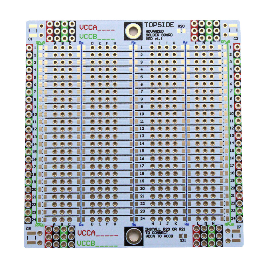 Advanced Solderable Breadboard, 24 Rows, Hybrid Perfboard Includes Integrated 0805/0603 SMD  Pullup/Pulldown/Series Passive Pads - 4 Layer Protoboard with Ground and Power Planes , Size: Medium, 3 Pieces