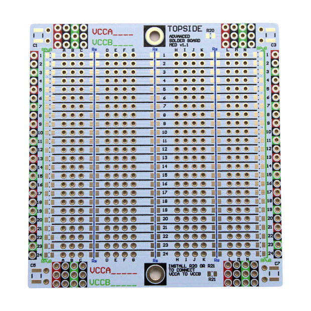 Advanced Solderable Breadboard, 24 Rows, Hybrid Perfboard Includes Integrated 0805/0603 SMD  Pullup/Pulldown/Series Passive Pads - 4 Layer Protoboard with Ground and Power Planes , Size: Medium, 3 Pieces