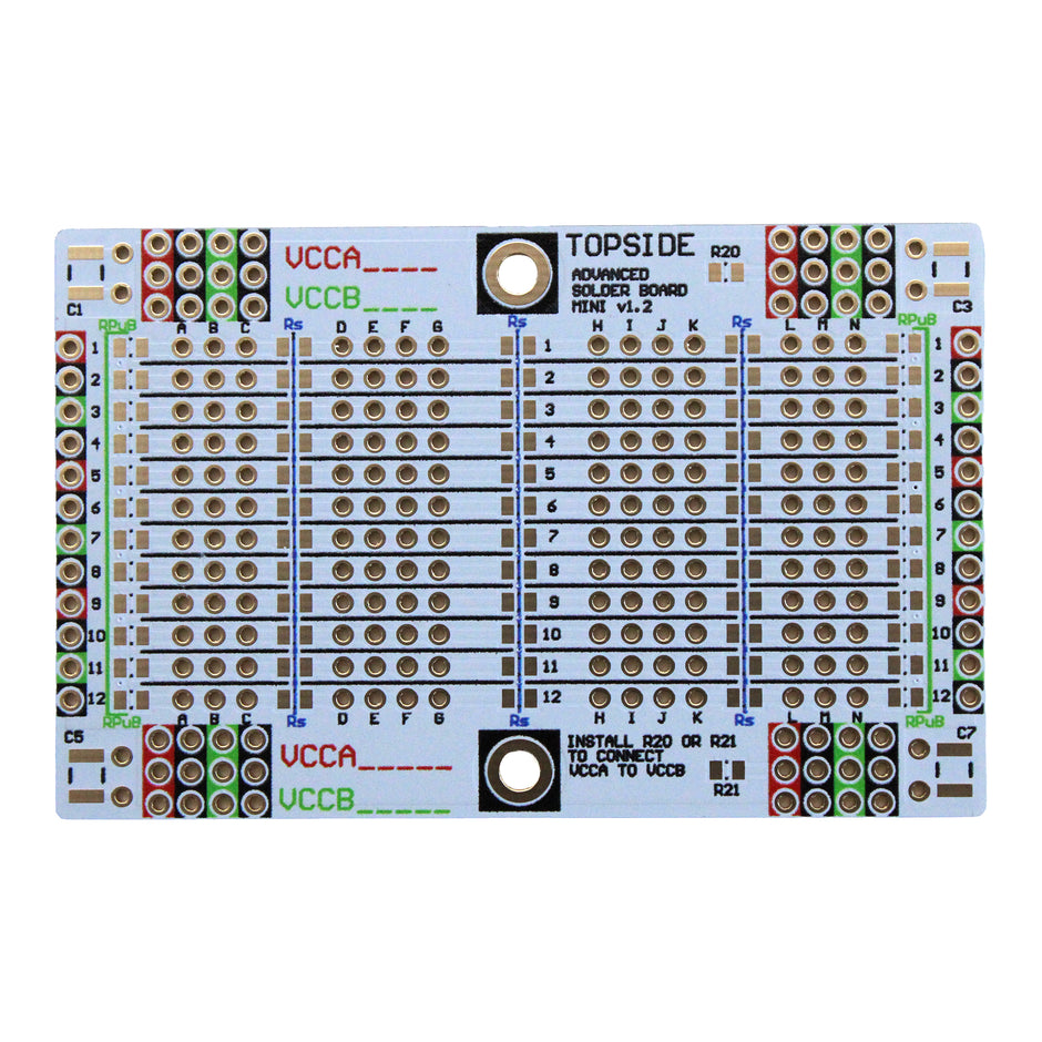 Advanced Solderable Breadboard, 12 Rows, Hybrid Perfboard Includes Integrated 0805/0603 SMD  Pullup/Pulldown/Series Passive Pads - 4 Layer Protoboard with Ground and Power Planes , Size: Mini, 4 Pieces