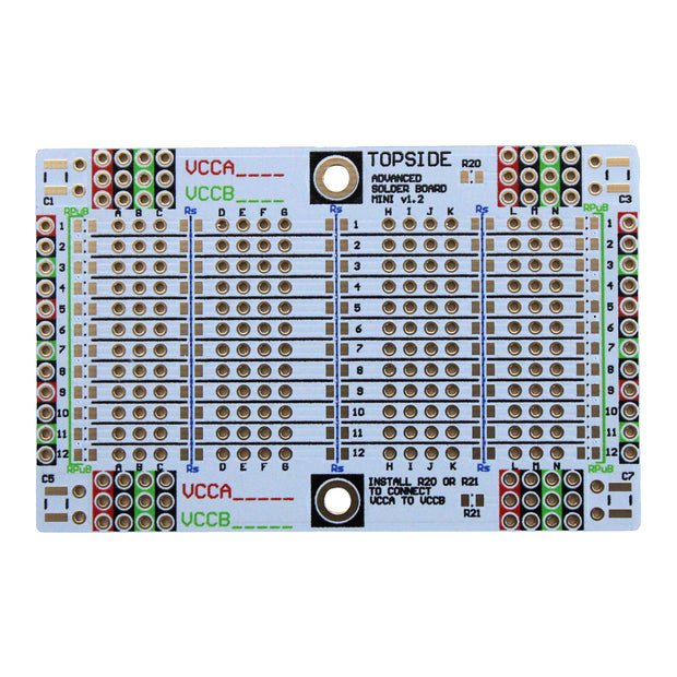 Advanced Solderable Breadboard, 12 Rows, Hybrid Perfboard Includes Integrated 0805/0603 SMD  Pullup/Pulldown/Series Passive Pads - 4 Layer Protoboard with Ground and Power Planes , Size: Mini, 4 Pieces