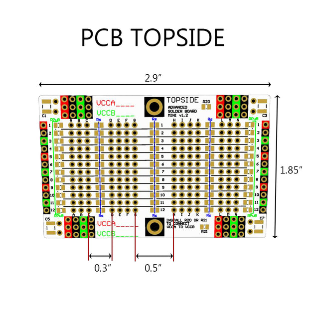 Advanced Solderable Breadboard, 12 Rows, Hybrid Perfboard Includes Integrated 0805/0603 SMD  Pullup/Pulldown/Series Passive Pads - 4 Layer Protoboard with Ground and Power Planes , Size: Mini, 4 Pieces