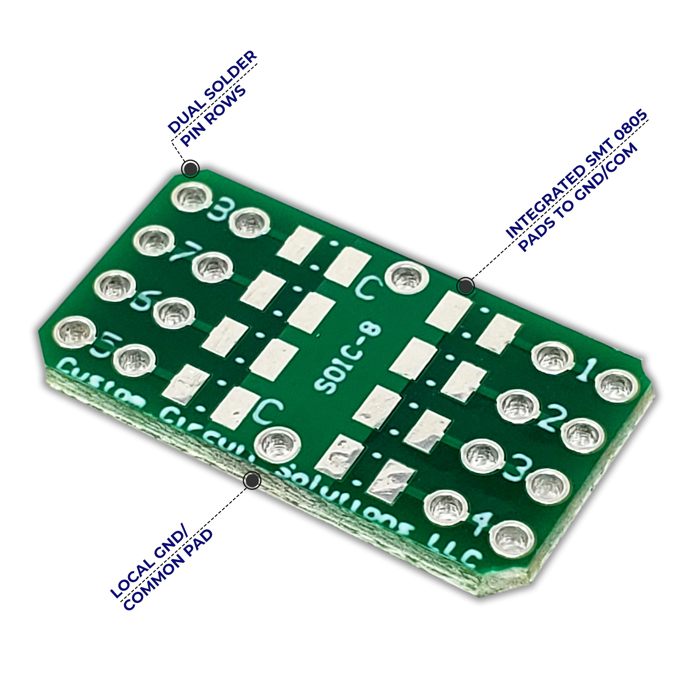 SOIC-8 To 8-Pin DIP Solder Adapter Boards with Integrated SMT Pads (10 Pieces)