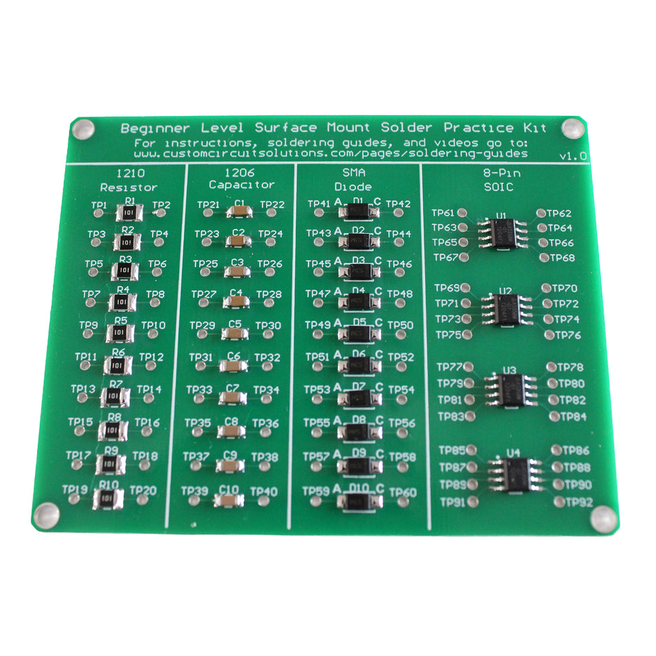 Beginner Level SMD Soldering Practice Kit - Includes Solder Practice Board, PCB Components, and Guided Surface Mount Soldering Instructions