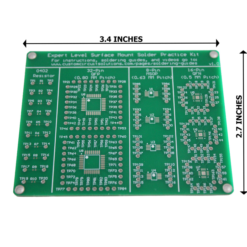 Expert Level SMD Soldering Practice Kit - Includes Solder Practice Board, PCB Components, and Guided Surface Mount Soldering Instructions