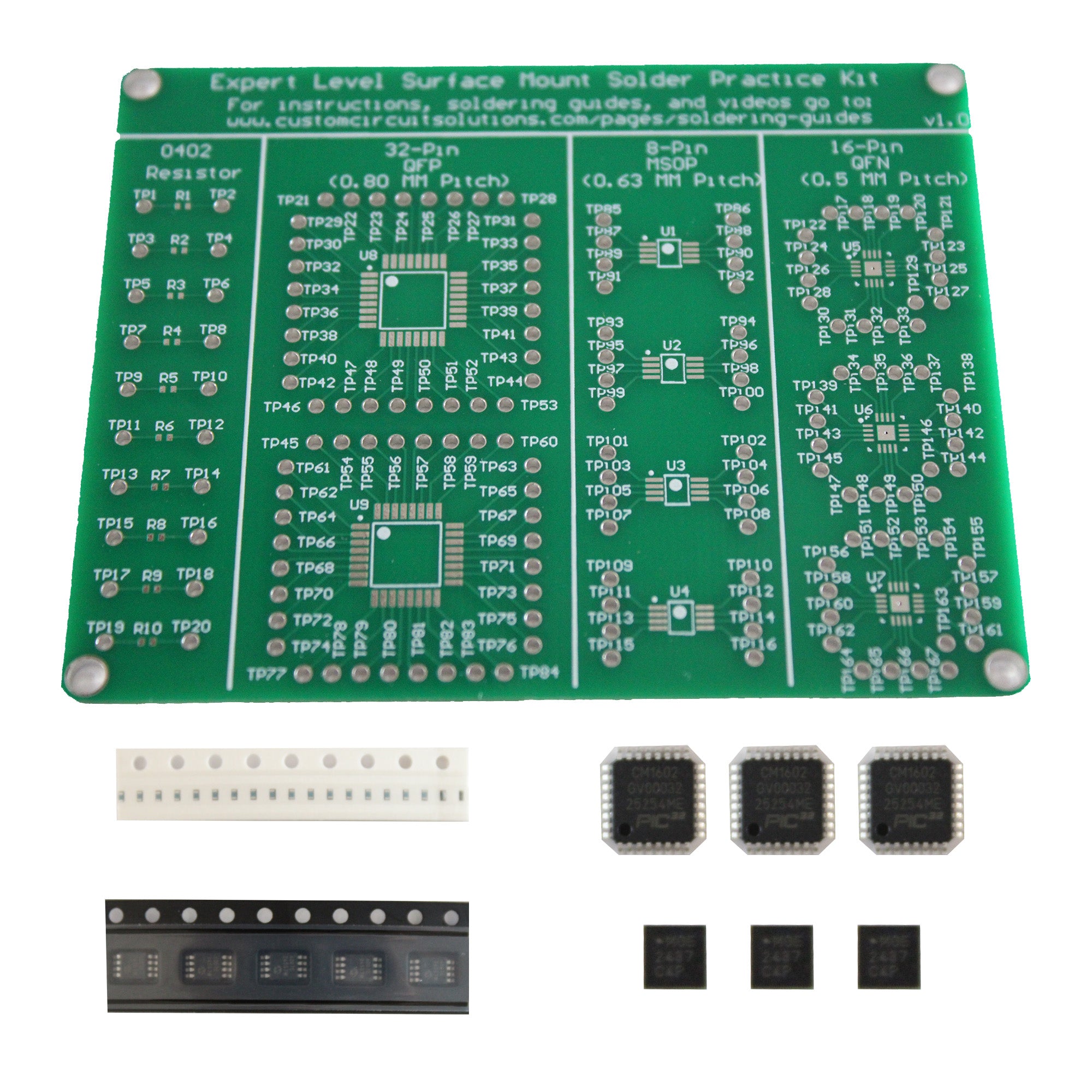 Expert Level SMD Soldering Practice Kit - Includes Solder Practice Board, PCB Components, and Guided Surface Mount Soldering Instructions