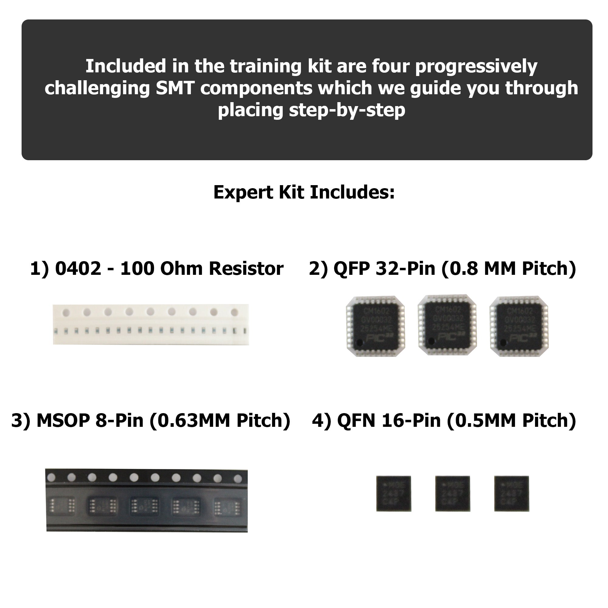 Expert Level SMD Soldering Practice Kit - Includes Solder Practice Board, PCB Components, and Guided Surface Mount Soldering Instructions