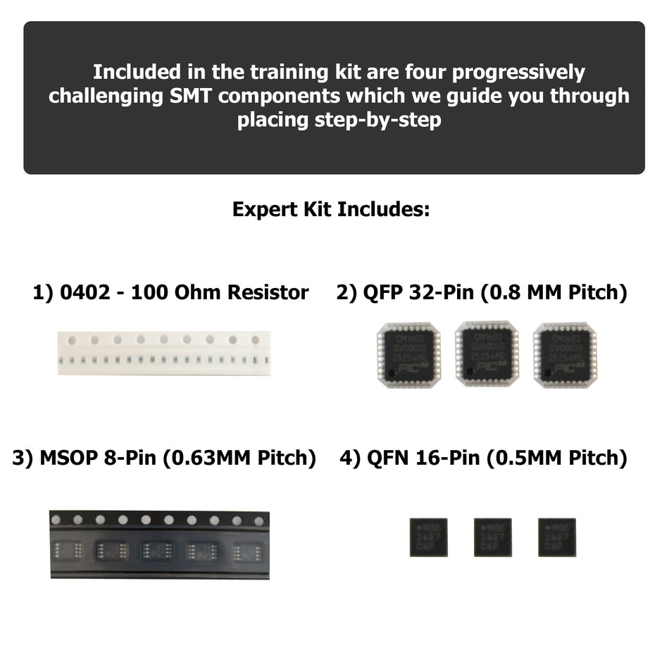 Expert Level SMD Soldering Practice Kit - Includes Solder Practice Board, PCB Components, and Guided Surface Mount Soldering Instructions