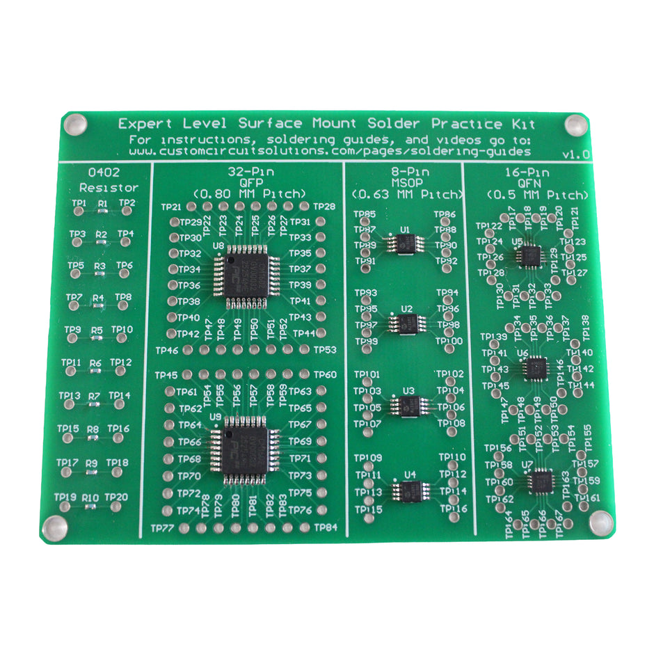 Expert Level SMD Soldering Practice Kit - Includes Solder Practice Board, PCB Components, and Guided Surface Mount Soldering Instructions