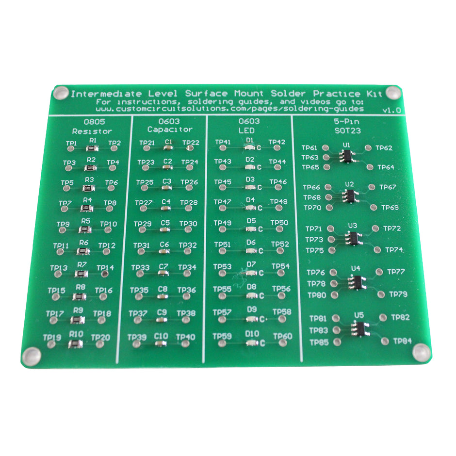 Intermediate Level SMD Soldering Practice Kit - Includes Solder Practice Board, PCB Components, and Guided Surface Mount Soldering Instructions