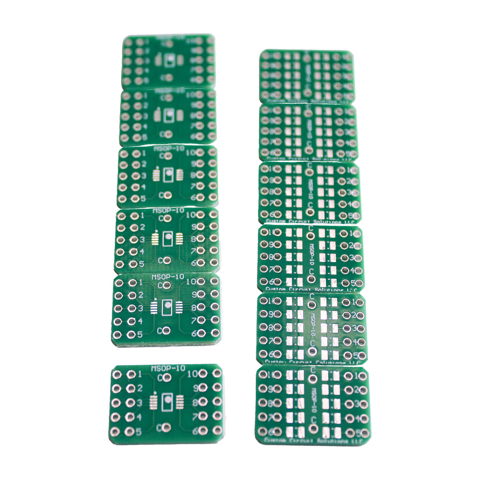 MSOP-10 to 10-Pin DIP Adapter Header with Integrated SMT Pads (12 Pieces)