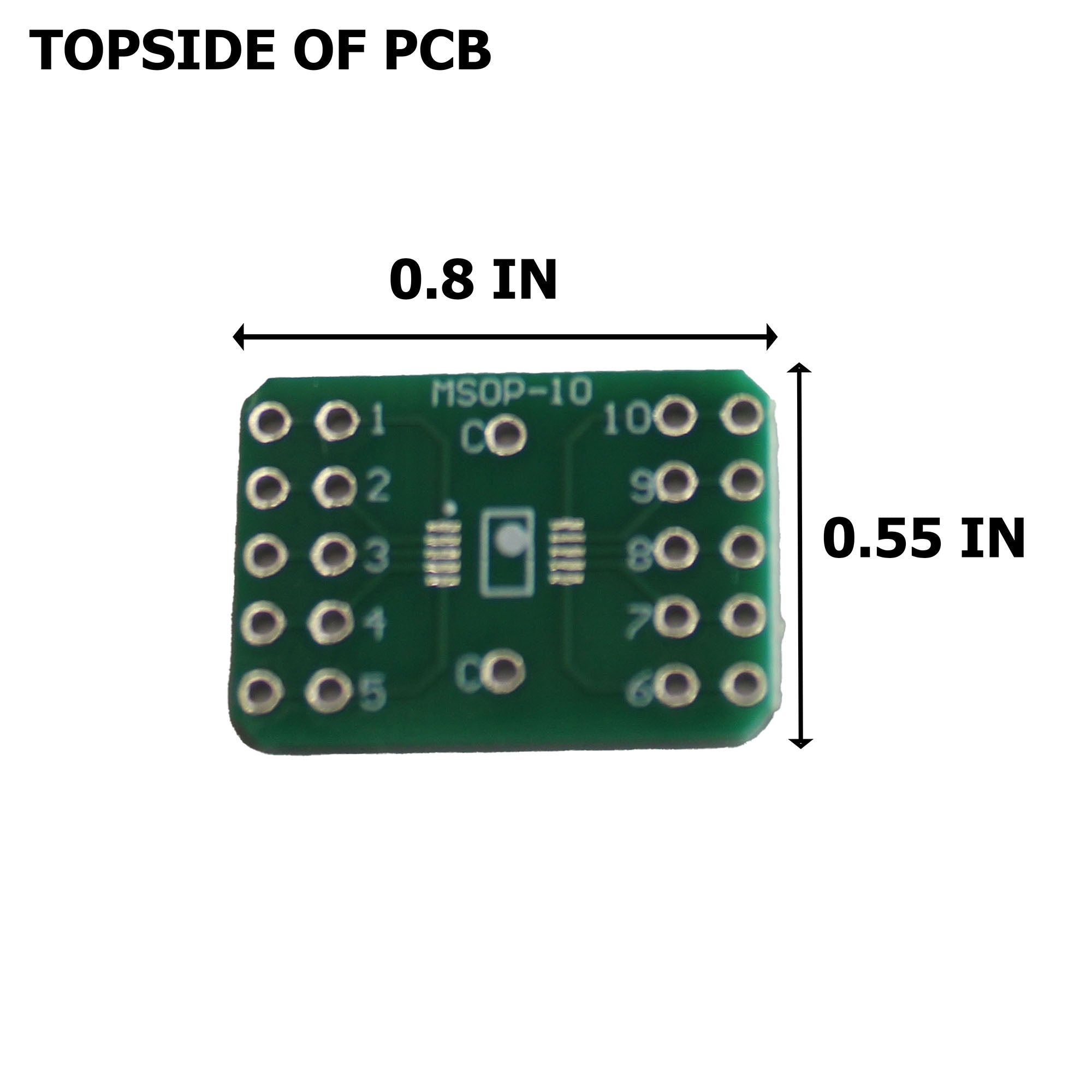 MSOP-10 to 10-Pin DIP Adapter Header with Integrated SMT Pads (12 Pieces)