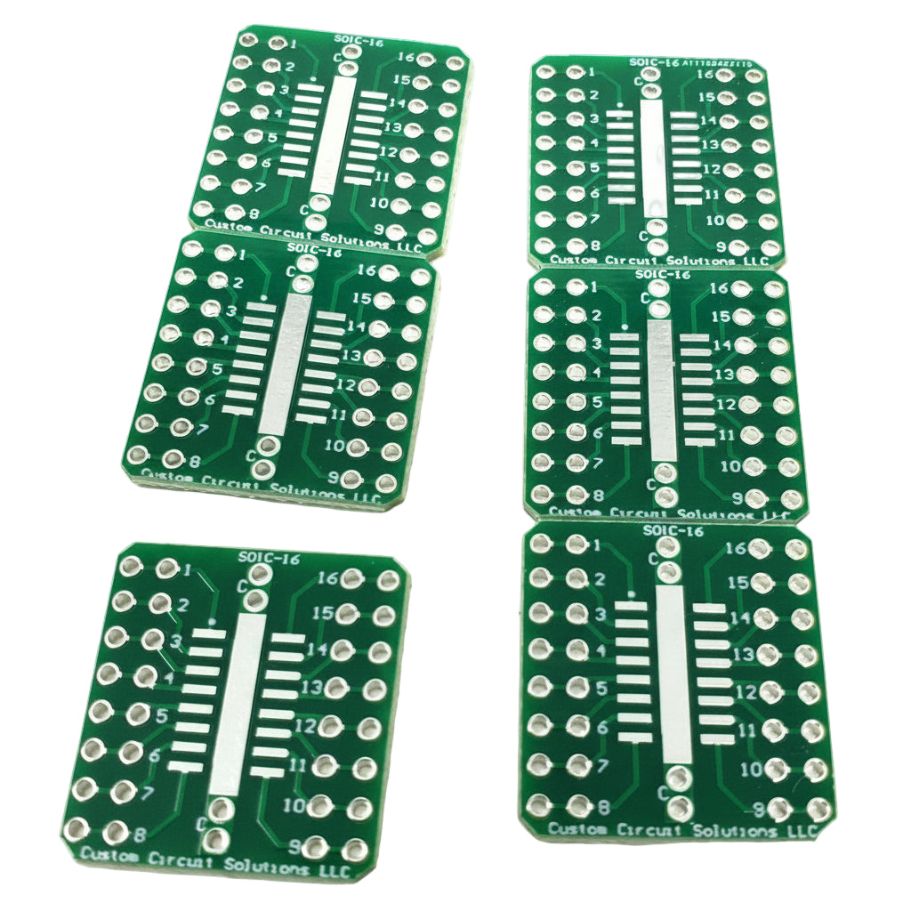 SOIC-16 To 16-Pin DIP Solder Adapter Boards with Integrated SMT Pads (6 Pieces)