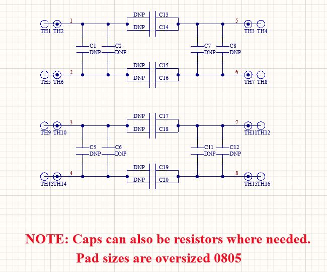 Highly Configurable SMD Resistor/Capacitor to DIP Adapter Header, 0603/0805 Pad Sizes (10 Pieces)
