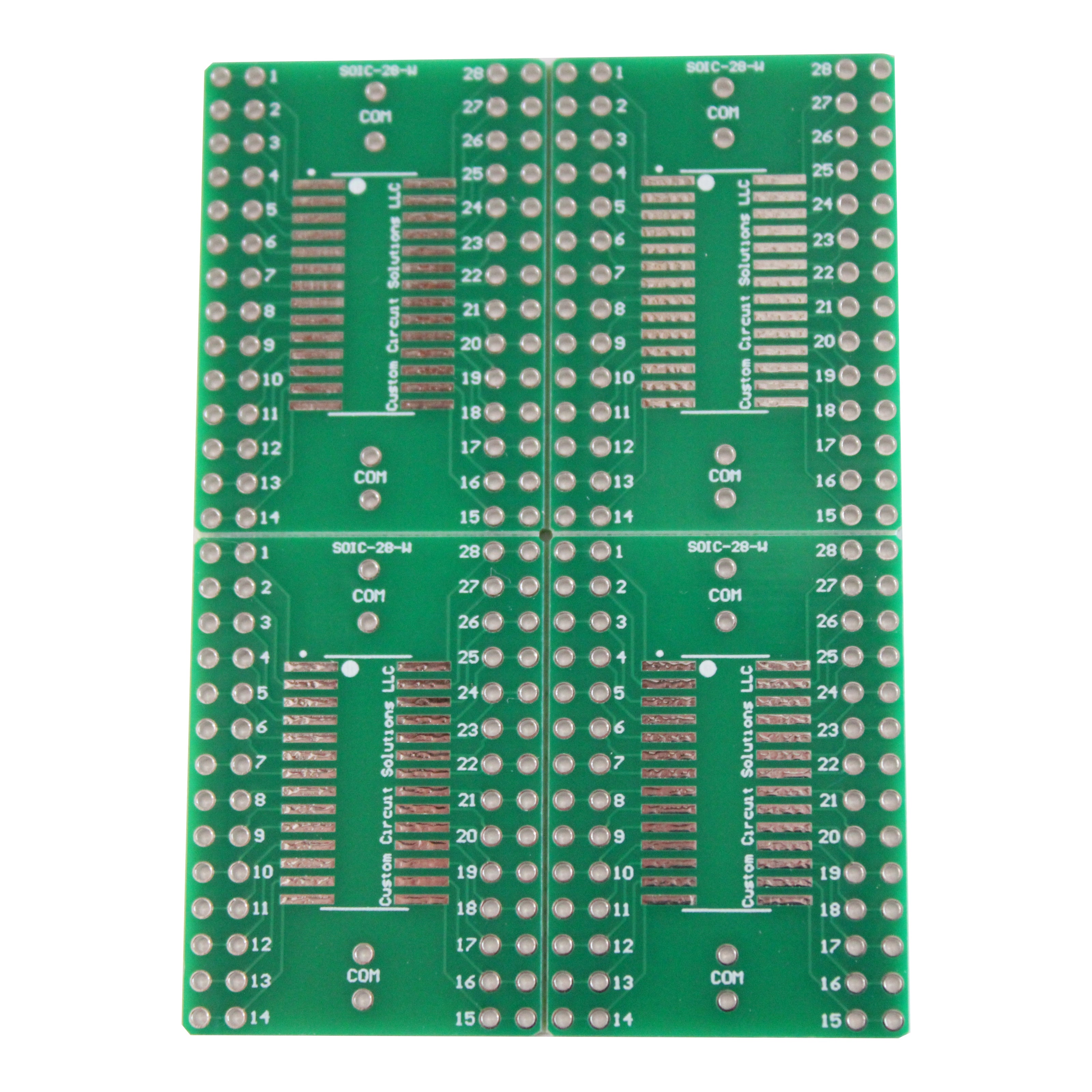 SOIC-28 (Wide) to 28-Pin DIP Adapter Header with Integrated SMT Pads (4 Pieces)