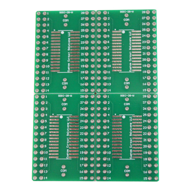 SOIC-28 (Wide) to 28-Pin DIP Adapter Header with Integrated SMT Pads (4 Pieces)