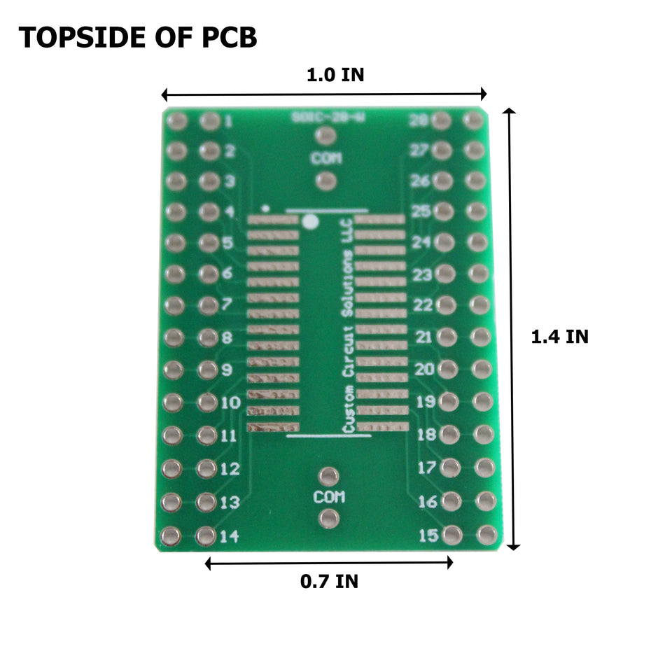 SOIC-28 (Wide) to 28-Pin DIP Adapter Header with Integrated SMT Pads (4 Pieces)