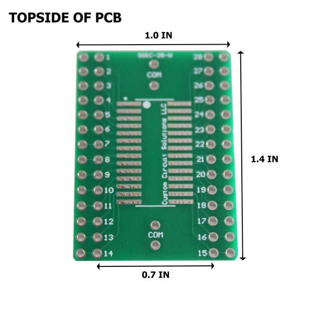 SOIC-28 (Wide) to 28-Pin DIP Adapter Header with Integrated SMT Pads (4 Pieces)