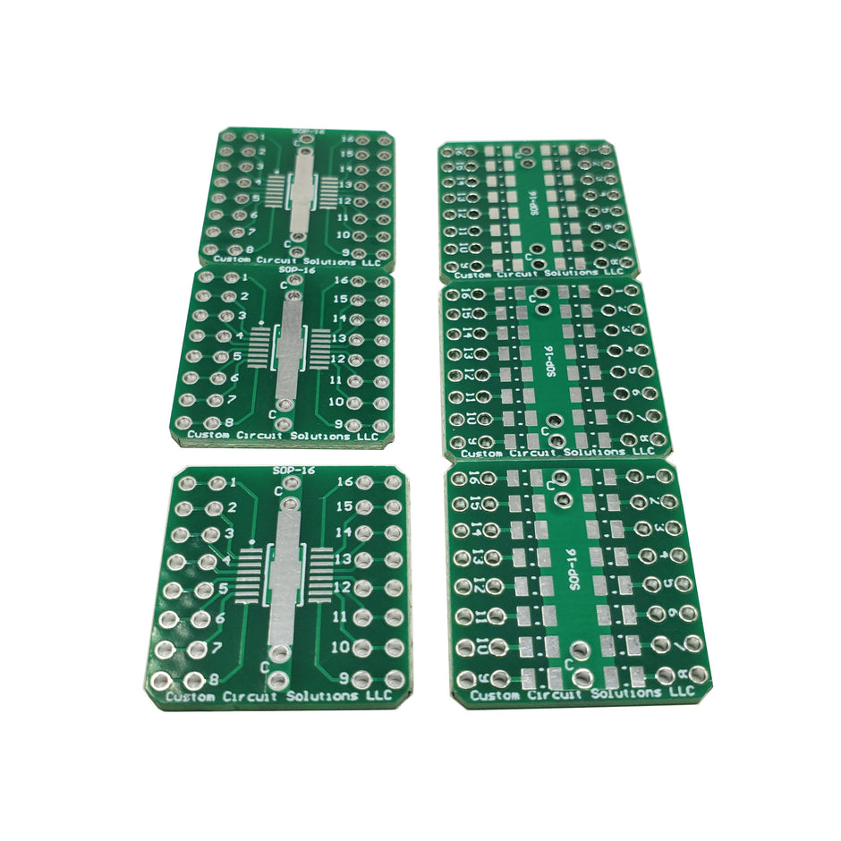 SOP-16 (0.65mm Pitch) to 16-Pin DIP Adapter Header with Integrated SMT Pads (6 Pieces)