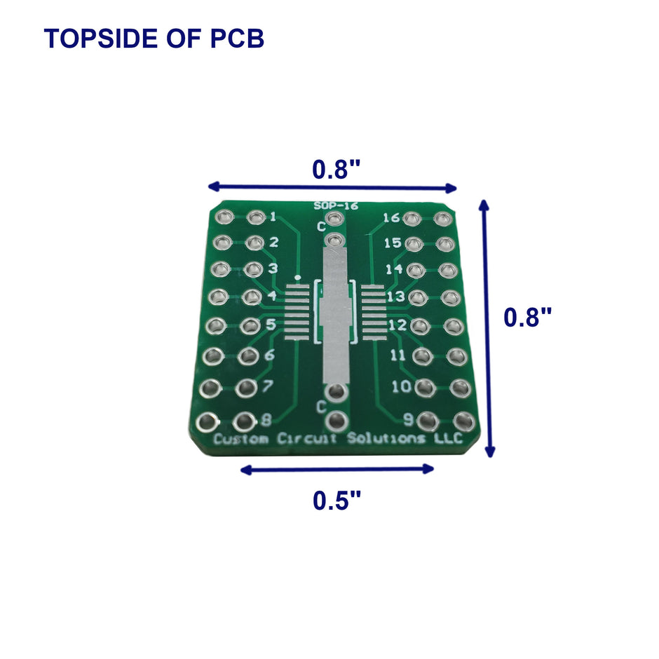 SOP-16 (0.65mm Pitch) to 16-Pin DIP Adapter Header with Integrated SMT Pads (6 Pieces)