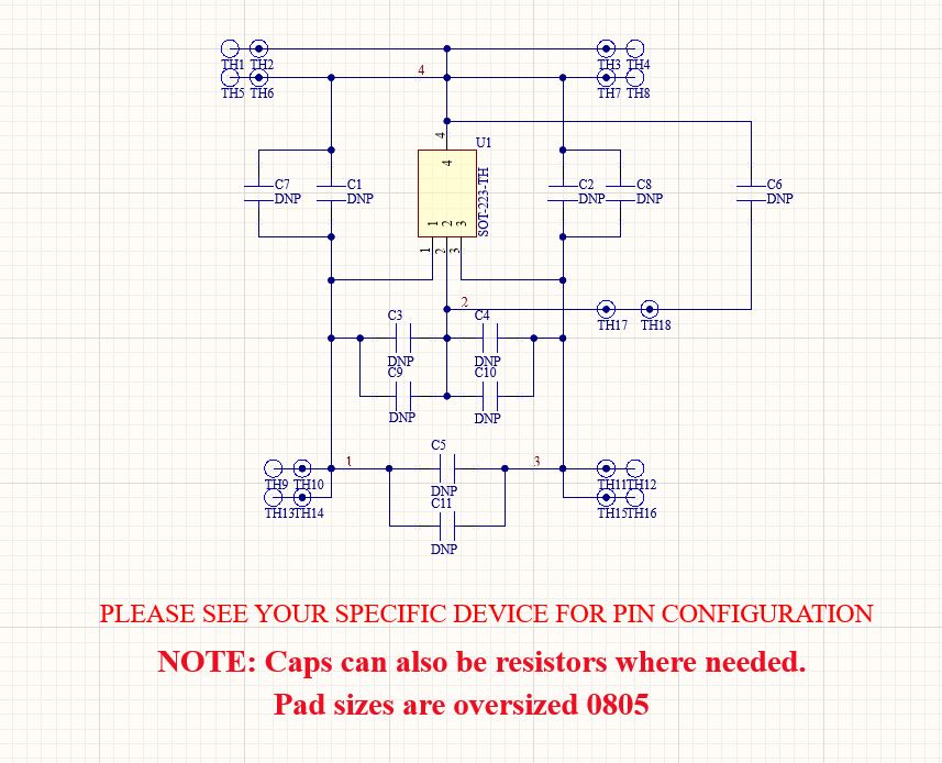 SOT223 to DIP Pin Adapter Header with Integrated SMT Pads (6 Pieces)