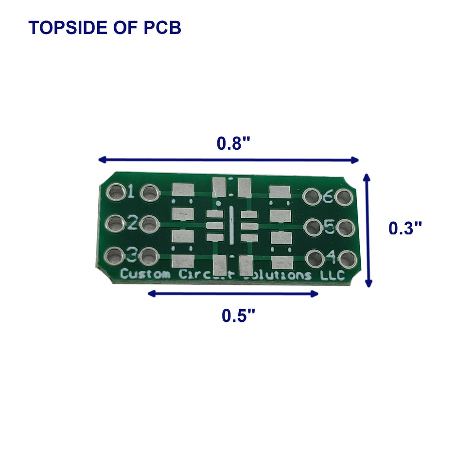 SOT-6 to 6-Pin DIP Adapter Header with Integrated SMT Pads (12 Pieces)