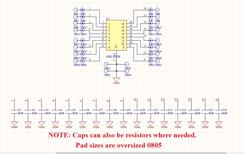 SOIC-16 To 16-Pin DIP Solder Adapter Boards with Integrated SMT Pads (6 Pieces)