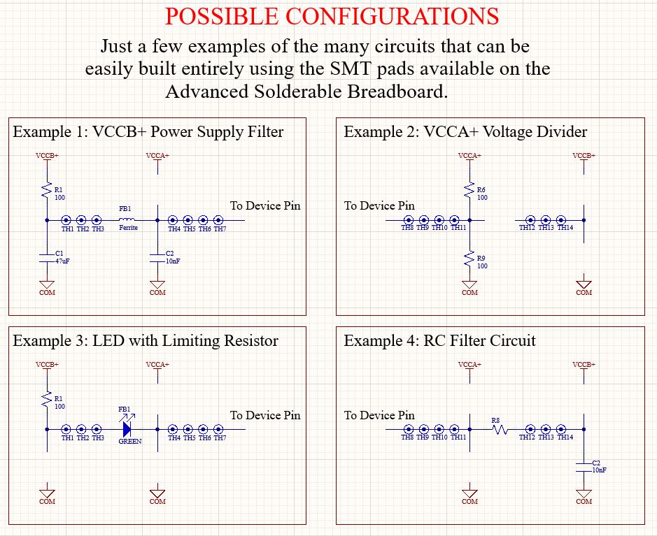 Advanced Solderable Breadboard, 12 Rows, Hybrid Perfboard Includes Integrated 0805/0603 SMD  Pullup/Pulldown/Series Passive Pads - 4 Layer Protoboard with Ground and Power Planes , Size: Mini, 4 Pieces