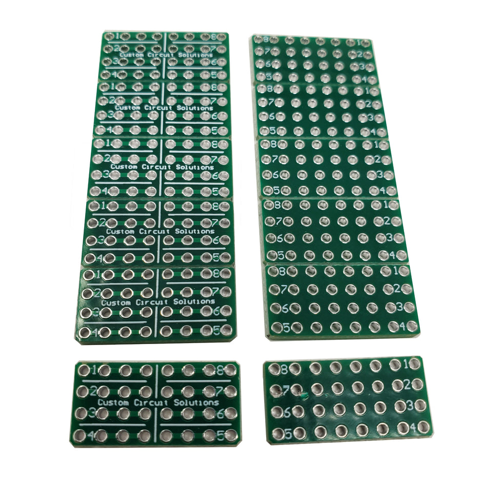 Expandable Through Hole Solder Adapter Board, 8 Pins, 4 Positions Each Pin, 0.1" Spacing (10 Pieces)