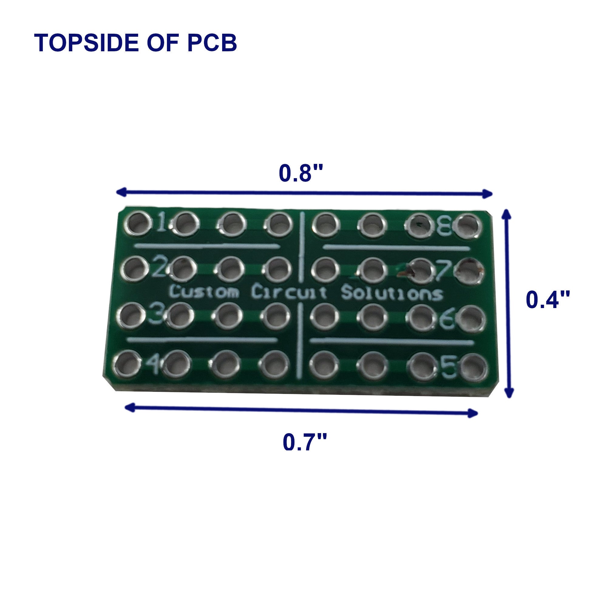 Expandable Through Hole Solder Adapter Board, 8 Pins, 4 Positions Each Pin, 0.1